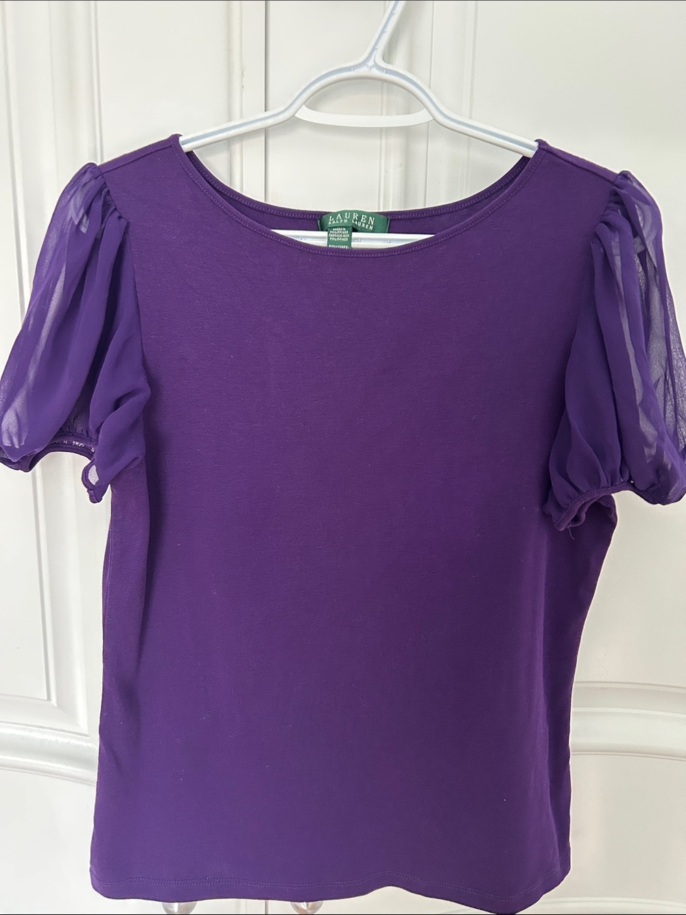 Lauren Ralph Lauren Purple Puff-Sleeve Tee